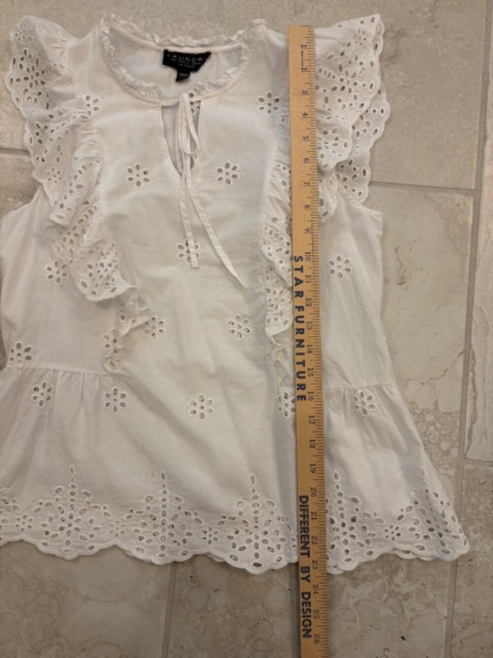Laundry by Shelli Segal Women's White 100% Cotton Eyelet Lace Top Small Coquette - Picture 10 of 10